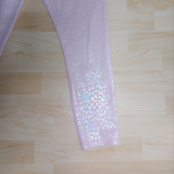 Zyia Active Pink Holo Foil Leopard Print Leggings - Picture 4 of 9